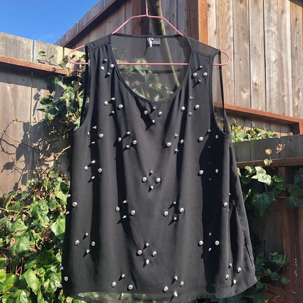 SPARKLE & FADE Top Black Sheer Spikes and Studs